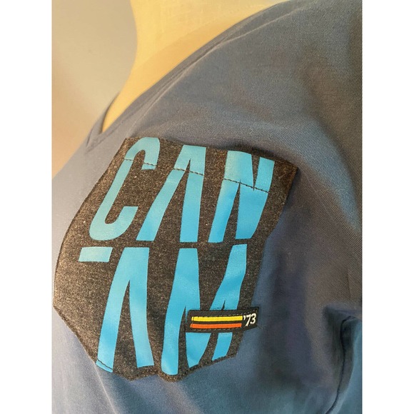 Can-am Womens v neck pocket t shirt blue size Medium New NWT. U2 - Picture 5 of 9